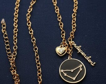 Statement Capricorn Necklace, Zodiac Birthday Gift, Pendant with Chain, Gold Zodiac Necklace, Zodiac Crystal Pendant, Unique Birthday Gift