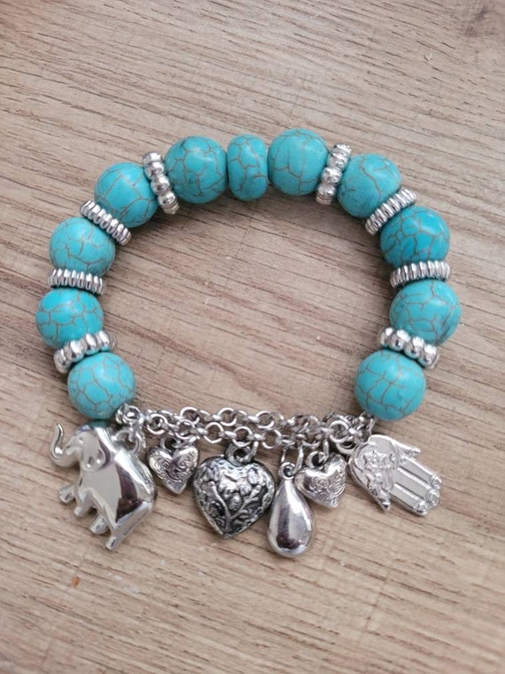 Turquoise charm bracelet deals