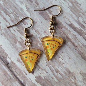 Pizza Earrings, Acrylic Pizza Slices, Cute Quirky Earrings, Miniature Food, Gifts for Her, Small Drop Earrings, Food Statement Earrings
