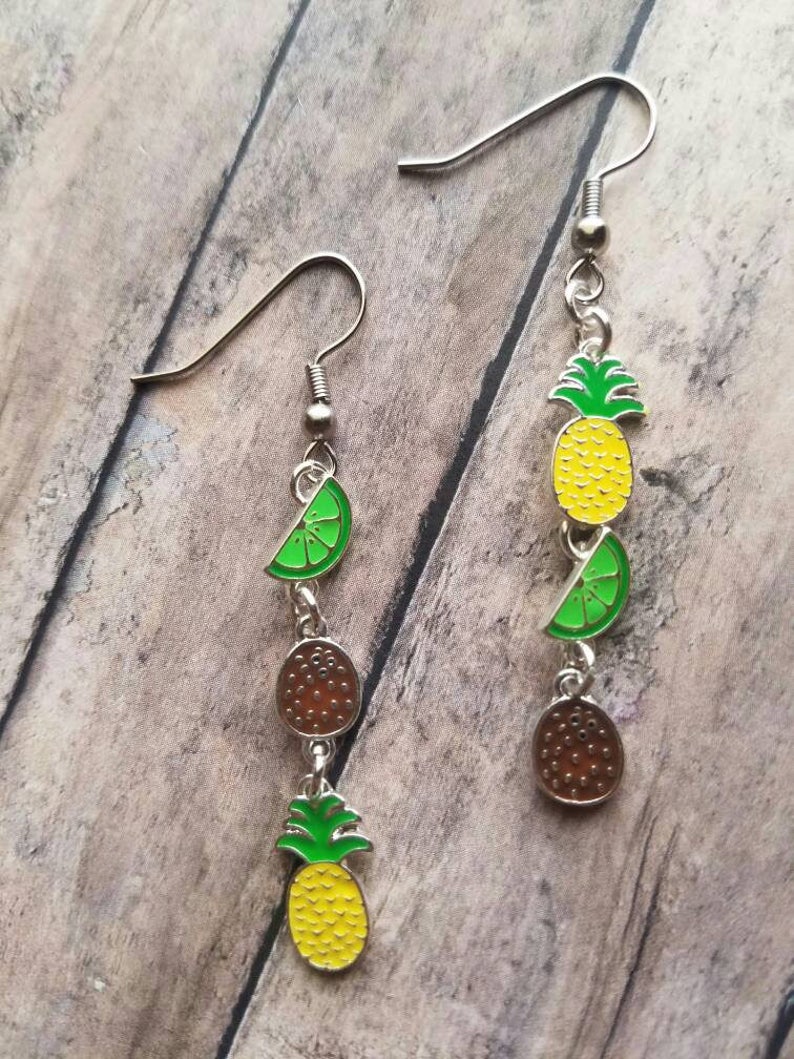 Trio Fruit Dangle Earrings Silver Earrings Gifts for Her Etsy