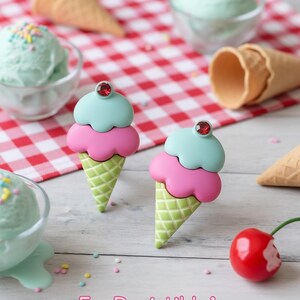 Ice Cream Cone Earrings, Miniature Sweet Treats, Summer Earrings, Statement Post Earrings, Cute Kawaii, Quirky Novelty Earrings, Kitsch Gift