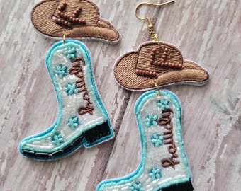 Howdy Boot Earrings, Cowgirl Jewelry, Cowgirl Hat Earrings, Beaded Statement Bracelets