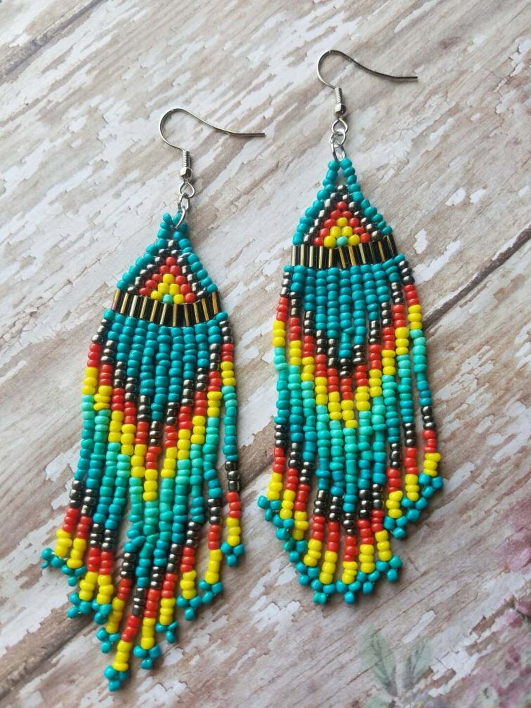 Colorful Seed Bead Tassel Earrings Gifts for Her Statement Etsy