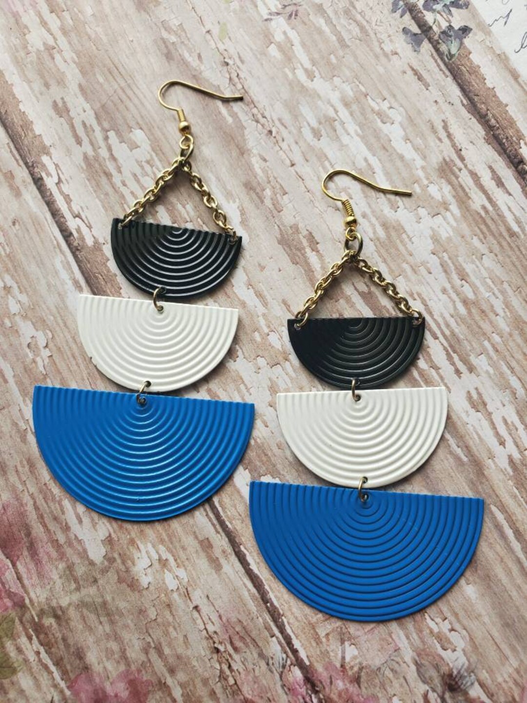 SALE, Fan Style Earrings, Statement Earrings, Gifts for Her, Blue