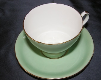 Shelley Pastel Mint Green Tea Cup and Saucer Mint condition