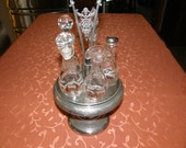 Vintage Condiment Cruet Glassware Spice Crystal Glass Victorian Vinaigrettes Set