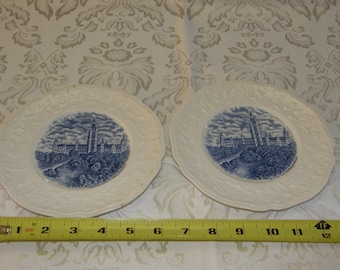 Pair of Johnson Brothers China "Old Dominion" Parliment Building Canada Side Plates