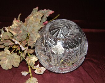 RARE Bohemian Crystal Centerpiece Rose Bowl