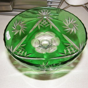 Marquis Green to Clear Cut Crystal Pedestal Bowl