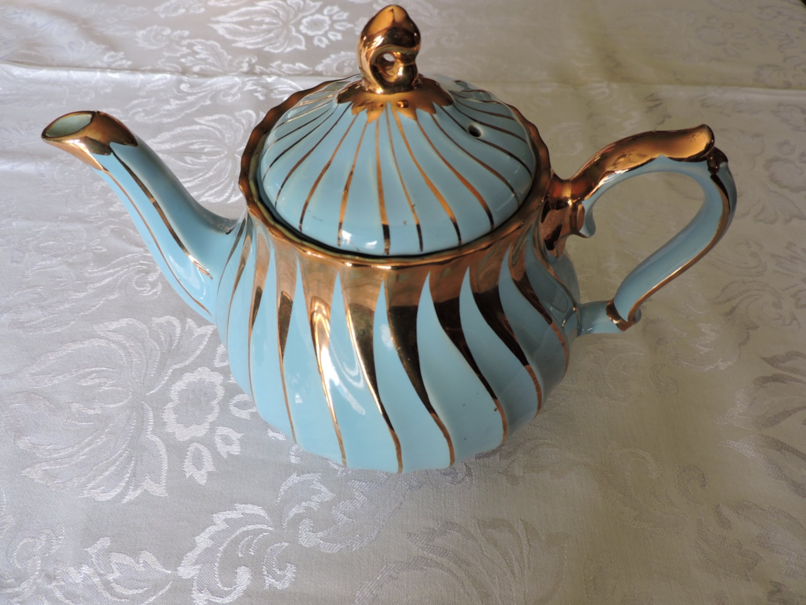 Repaired SADLER ENGLAND IRIDESCENT Baby Blue And Gold Tea Pot Etsy
