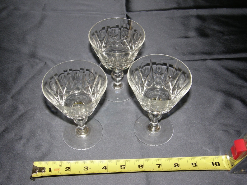 3 Vtg CROSS & OLIVE Cut Crystal Shot Glass Cordial Stemware Etsy Canada