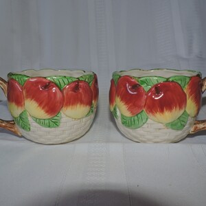 Vintage Fitz & Floyd Apples and Leaves Tea Cup with Saucer 1990s Pattern Marked
