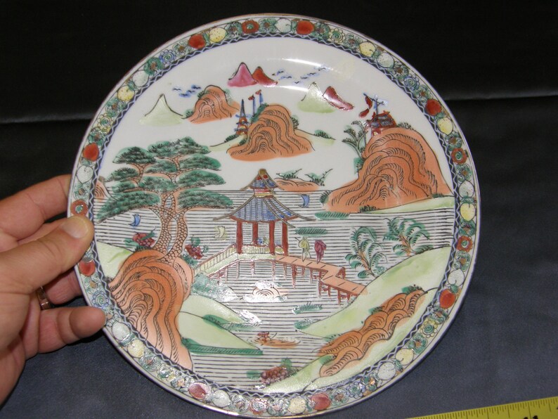On sale Japanese Porcelain Plate Hand Painted In Macau Called Etsy
