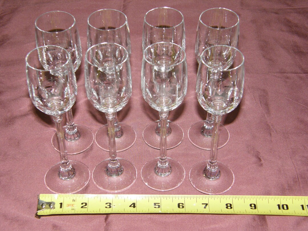 Set of Eight 8 Elegant Crystal Clear Wine Glasses With Etsy