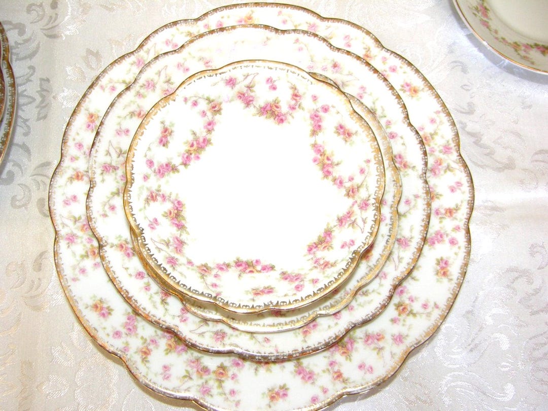 MZ Austria Bridal Rose China, 4 Place Settings, Antique Dinnerware