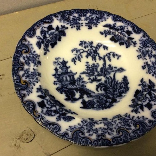 Furnivals Flo Blue Shanghai Dinner Plate, c.1890