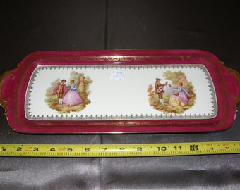 Meissner Sandwich Tray With Fragonard Decoration