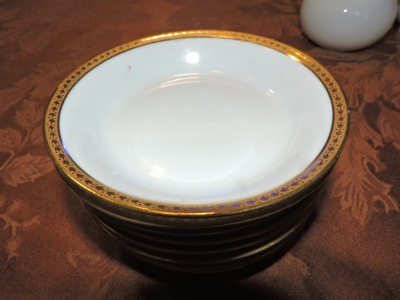 Reserved for Pamela Limoges France U.C. Union Ceramique FRUIT Bowl Nappy Gold Laurel Set of 6