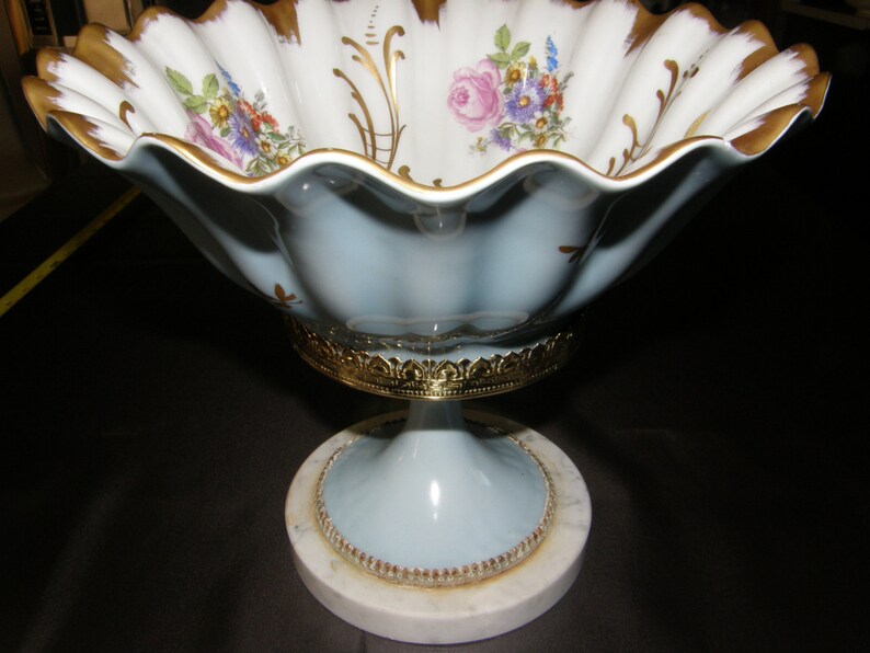 Limoges France Porcelain Pedestal Fruit Bowl or Centerpiece Etsy