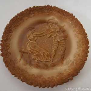 ANTIQUE Greentown Indiana CHOCOLATE GLASS & Slag Glass Plates