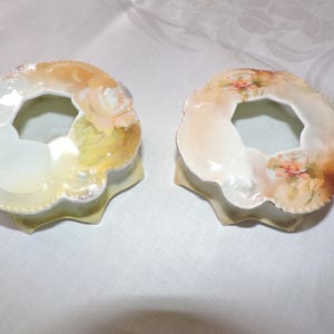 A Pair of Antique Hand Painted R S (Reinhold Schlegelmilch)  Germany Porcelain Hair Receivers