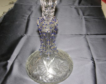 Cut Crystal Ship Captain Wine Decanter Pinwheel Design