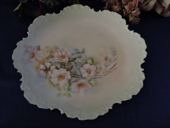 Beurrier Ancien RC Rosenthal Allemagne – Porcelaine Fleurs Roses, Couvert, 14cm