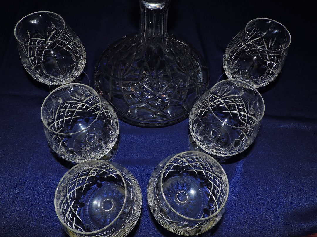 Beautiful Pineapple Cut Crystal Captains Decanter and Matching Sniffers Etsy