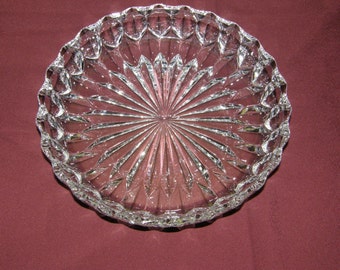Crystal Serving Dish/Condiment Bowl. 9&quot; Clear Cut Glass