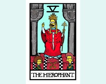 Ned Flanders as The Hierophant in Simpsons Tarot of Springfield - hand drawn series Wall Art poster Pop Art