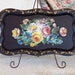 LARGE 25" Long ~ Antique Metal Tole Tray Italy ~ Vintage Shabby Cottage Chic Pink Roses ~ Italian Toleware Hand Painted Flowers Wall Art ~