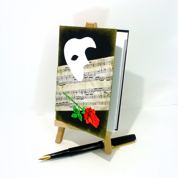 Phantom of the Opera Unique handmade card Phantom opera show Phantom gift card Musical card Phantom card Phantom mask Red rose mcrtycards UK