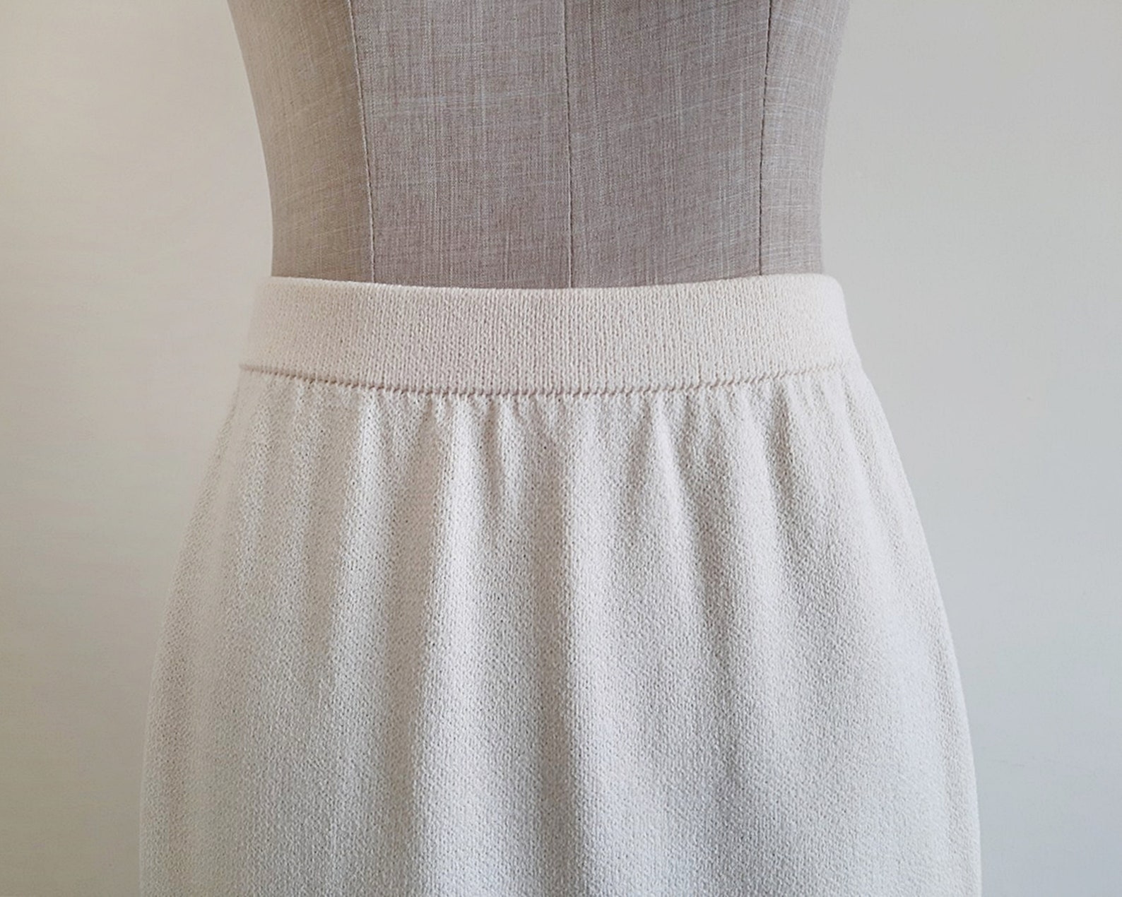 ST. JOHN Cream Knit Skirt Vintage Wool Skirt Womens Elastic Etsy