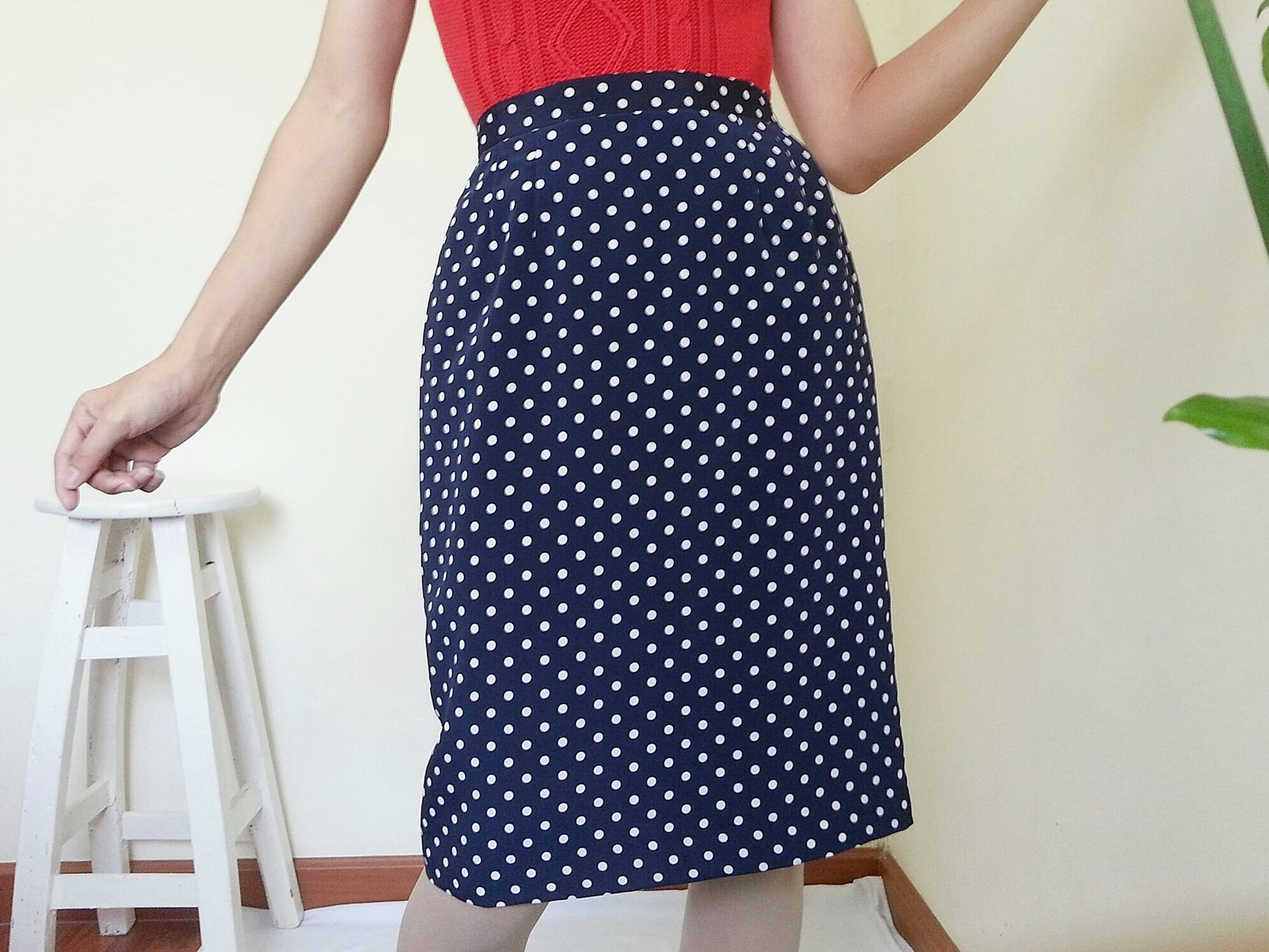 navy dot skirt