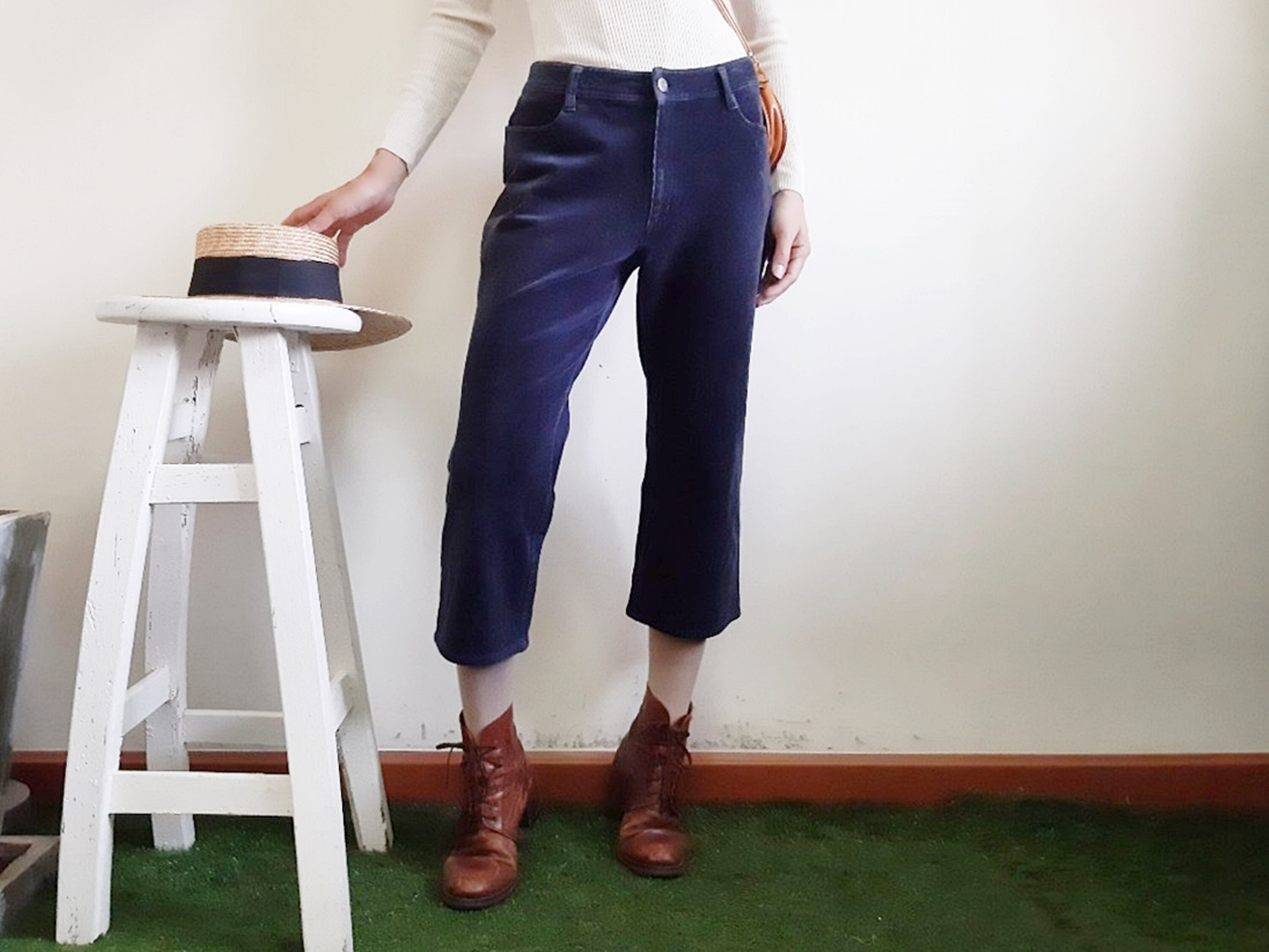 Vintage Navy Blue Corduroy Pants Womens Trousers Cropped Pants | Etsy