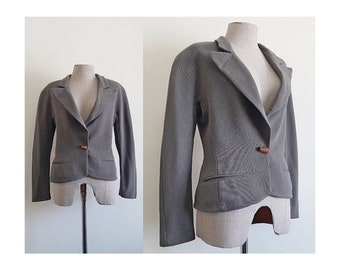 Gray Wool Blazer Vintage Peak Lapel Blazer Womens One Button Jacket Shoulder Pad Blazer Italian Blazer Fall Blazer Business Blazer Small