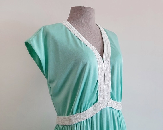 70s EMMA DOMB Green Maxi Dress Vintage Formal Dre… - image 5