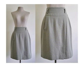 CHRISTIAN AUJARD Green Pencil Skirt Vintage Wool Skirt Womens Knee Length Skirt High Waisted Skirt Office Skirt Work Skirt Medium 28" Waist