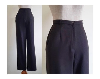 Dark Brown Wool Pants Vintage High Waisted Pants Womens Tapered Trousers High Rise Pants Italian Pants Winter Pants Medium 29" Waist