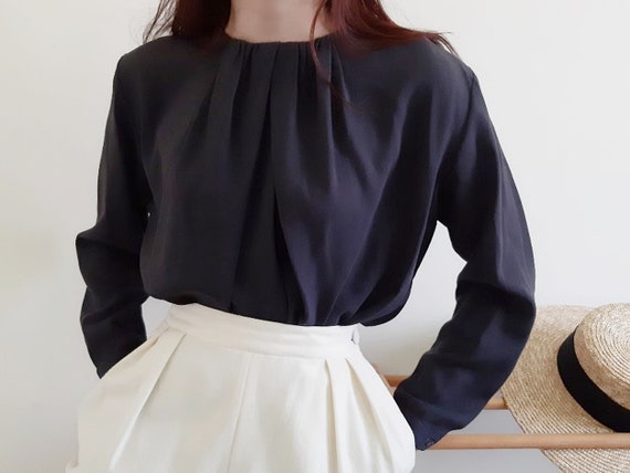 MANI Vintage Grey Blouse Womens Minimalist Blouse