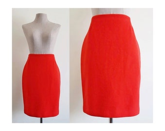 ISTANTE Red Pencil Skirt Vintage Wool Mini Skirt Womens Short Skirt High Waisted Skirt Italian Skirt Fall Skirt Winter Skirt Small 26" Waist