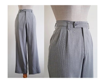 Gray Wool Pants Vintage High Waisted Pants Womens High Rise Trousers Straight Leg Pants Fall Pants Office Pants Work Pants Large 30" Waist