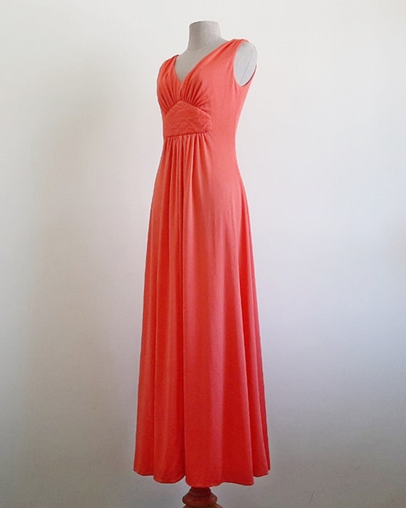 70s Orange Maxi Dress Vintage Prom Dress Womens F… - image 6