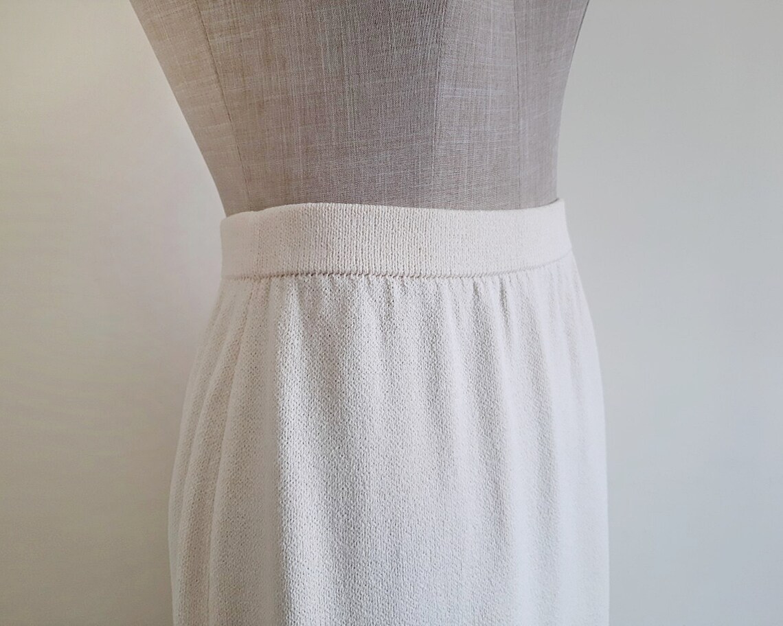 ST. JOHN Cream Knit Skirt Vintage Wool Skirt Womens Elastic Etsy