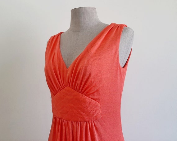 70s Orange Maxi Dress Vintage Prom Dress Womens F… - image 7