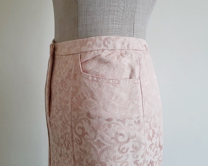 VERSUS Pink Mini Skirt Vintage Short Cotton Skirt Womens Straight Skirt Front Slit Skirt Tight Skirt Fitted Skirt With Pockets XXS 24 Waist image 8