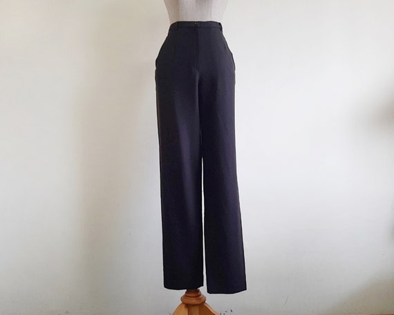 Dark Brown Wool Pants Vintage High Waisted Pants Womens Tapered