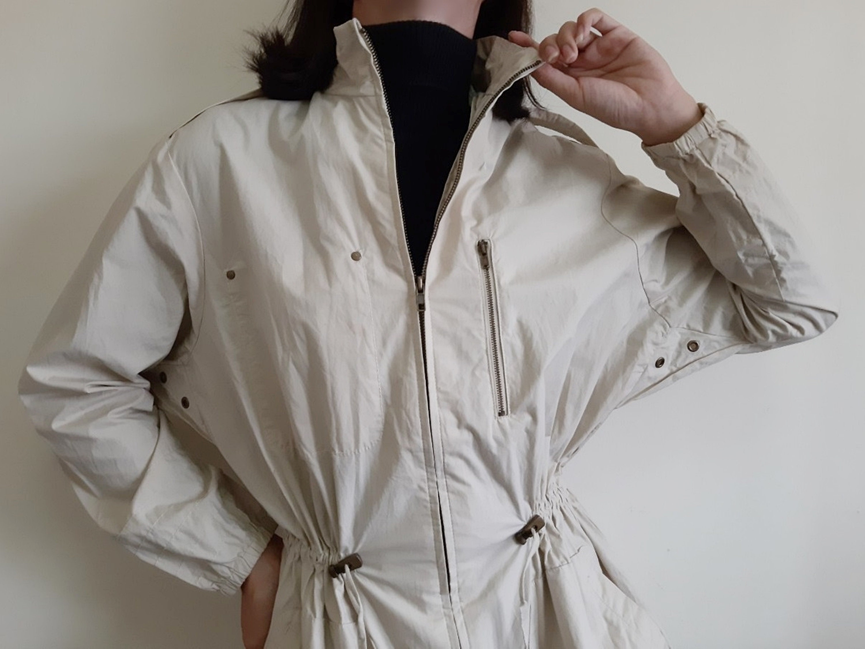 DKNY Vintage Beige Cotton Jacket Womens Long Jacket Retro Etsy