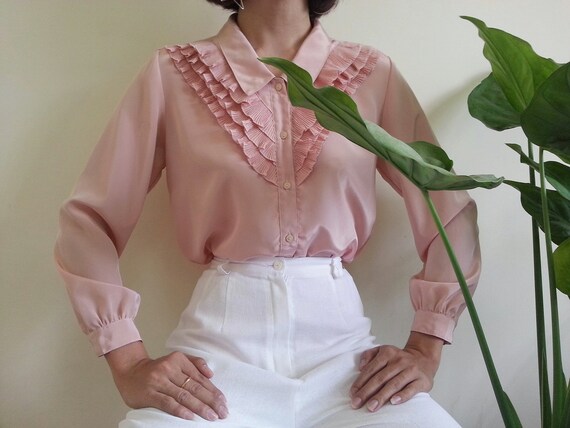 button up ruffle blouse