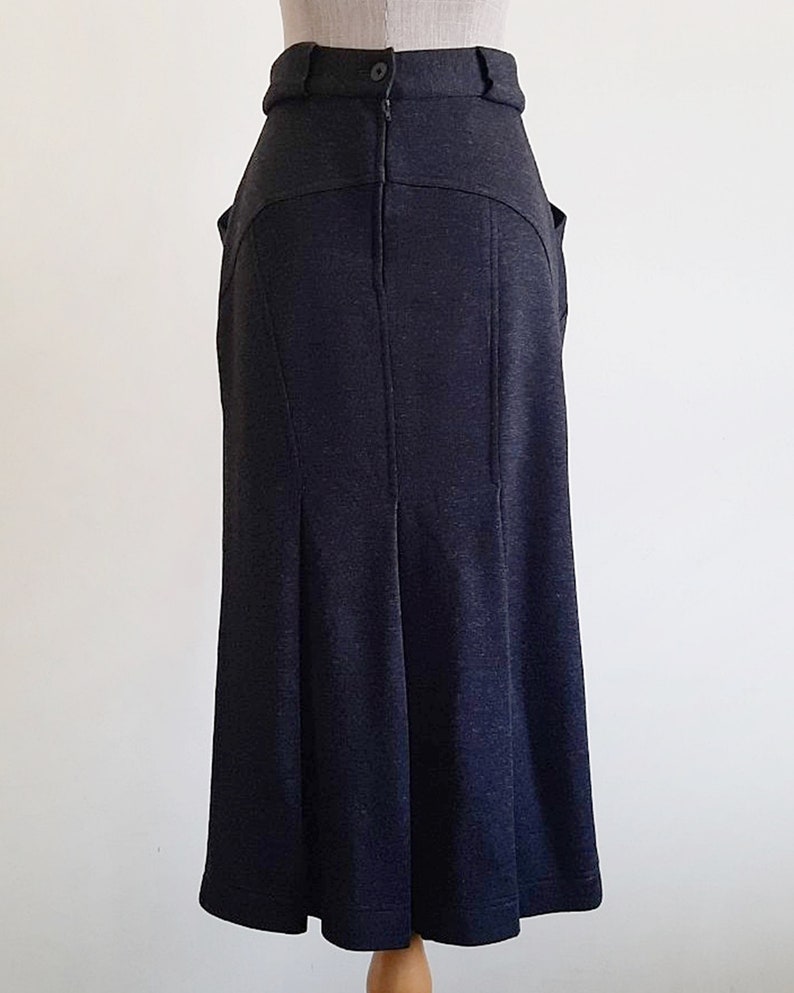 BYBLOS Black Midi Skirt Vintage Wool Skirt Womens Acrylic Skirt High Waisted Skirt Italian Skirt Winter Skirt With Pockets Medium 28 Waist image 7